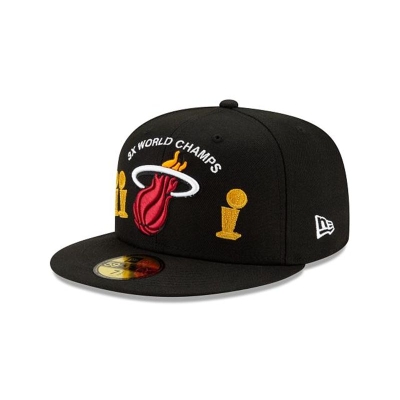 Black Miami Heat Hat - New Era NBA Championship Trophy 59FIFTY Fitted Caps USA2905834